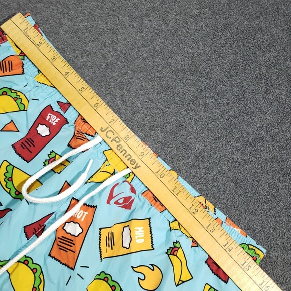 Taco Bell Hot Sauce Collection Swim Trunk Mens Small Blue Hot Fire Mild Novelty - Picture 3 of 6
